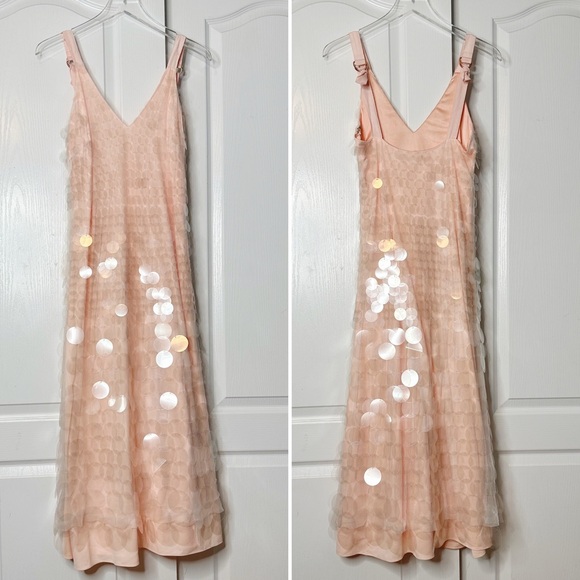 Jonathan Simkhai Madysen sequined tulle midi dress in Blush Pink Size 0 - Picture 7 of 15